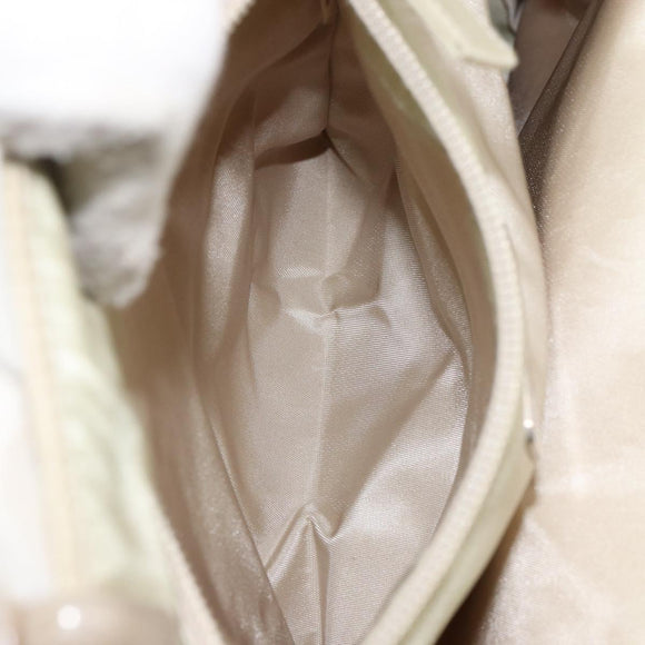 PRADA Hand Bag Nylon Beige Silver Auth 151486