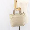 PRADA Hand Bag Nylon Beige Silver Auth 151486-23