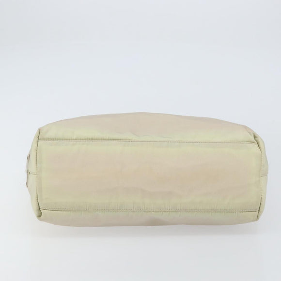 PRADA Hand Bag Nylon Beige Silver Auth 151486