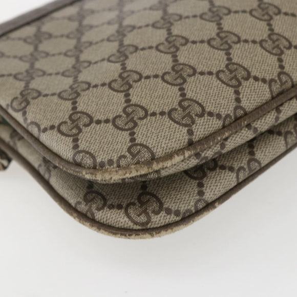 GUCCI GG Supreme Web Sherry Line Bag PVC Beige Red 904 02 043 Auth 151491