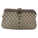 GUCCI GG Supreme Web Sherry Line Bag PVC Beige Red 904 02 043 Auth 151491-2