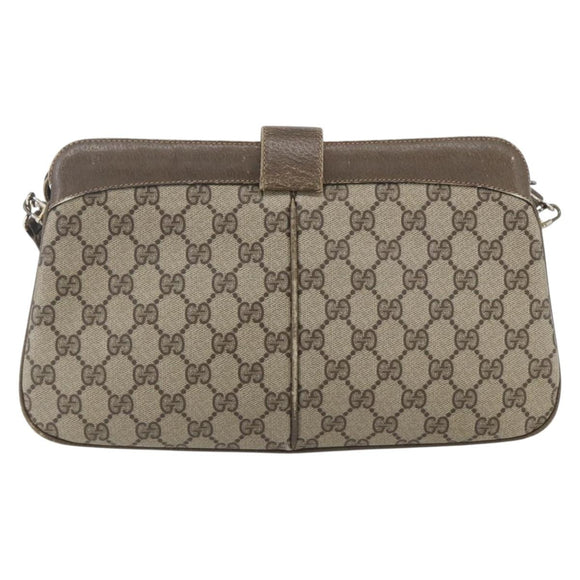 GUCCI GG Supreme Web Sherry Line Bag PVC Beige Red 904 02 043 Auth 151491