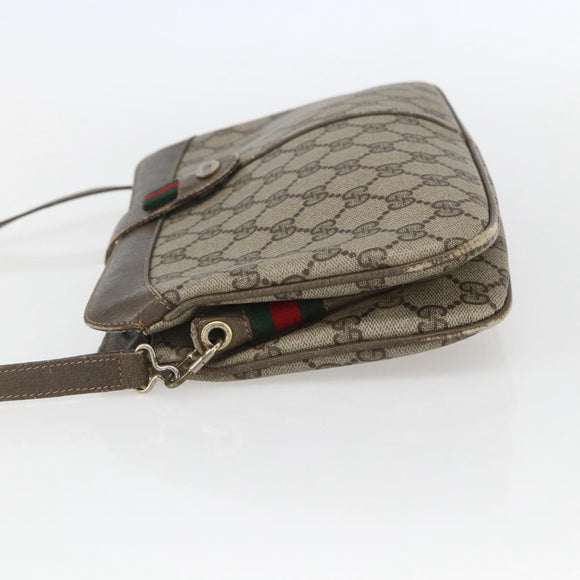 GUCCI GG Supreme Web Sherry Line Bag PVC Beige Red 904 02 043 Auth 151491