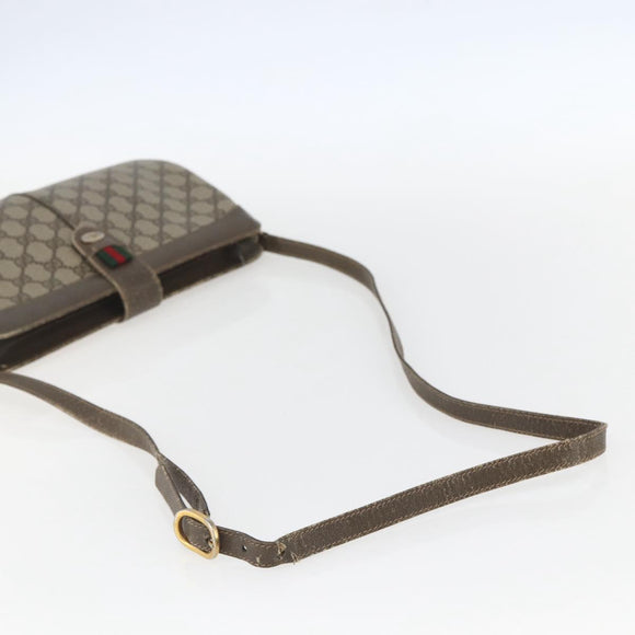 GUCCI GG Supreme Web Sherry Line Bag PVC Beige Red 904 02 043 Auth 151491