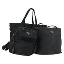 PRADA Hand Bag Nylon 3 Set Black Auth 151495-1
