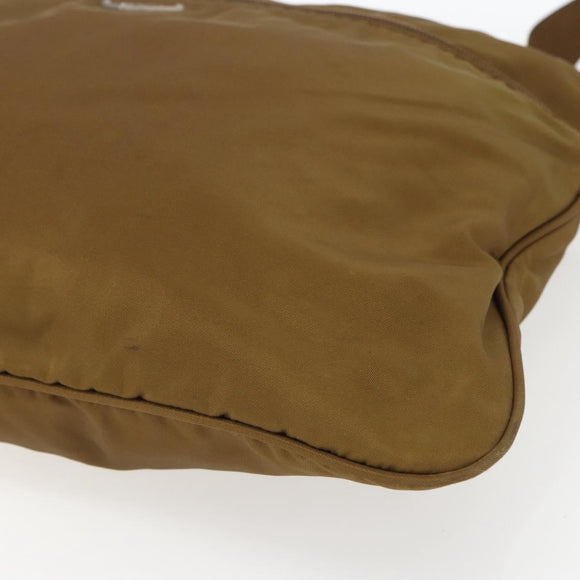 PRADA Shoulder Bag Nylon Brown Silver Auth 151496