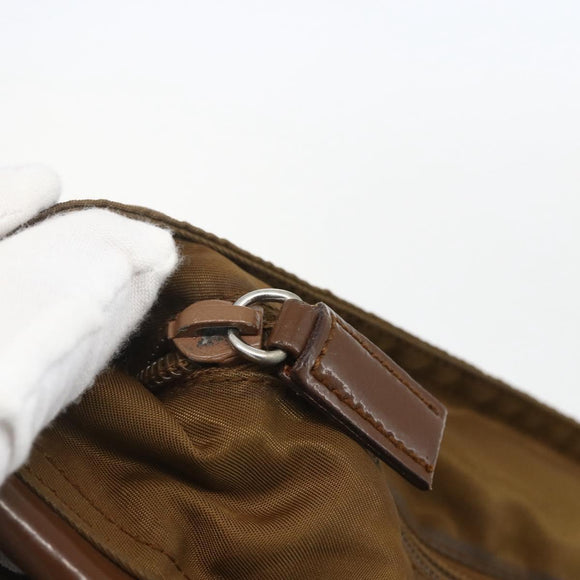 PRADA Shoulder Bag Nylon Brown Silver Auth 151496