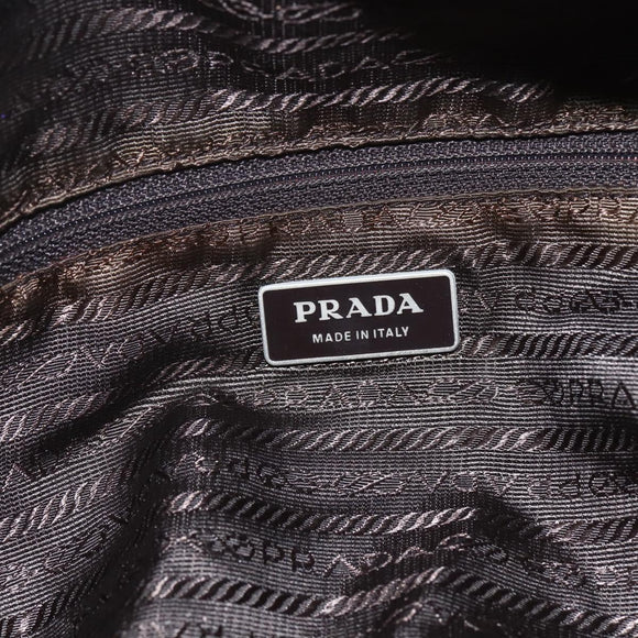 PRADA Shoulder Bag Nylon Brown Silver Auth 151496