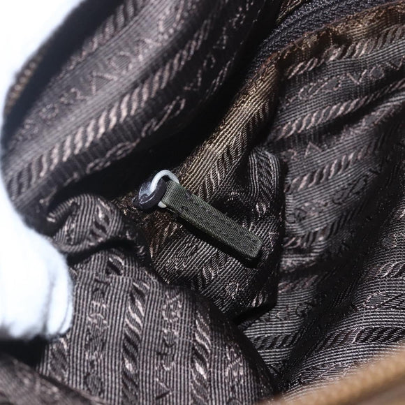 PRADA Shoulder Bag Nylon Brown Silver Auth 151496