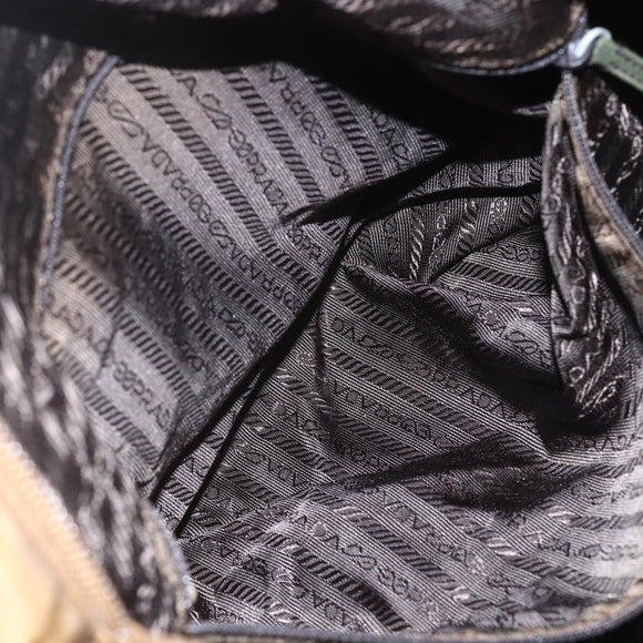 PRADA Shoulder Bag Nylon Brown Silver Auth 151496