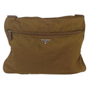 PRADA Shoulder Bag Nylon Brown Silver Auth 151496-13