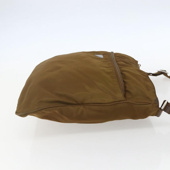 PRADA Shoulder Bag Nylon Brown Silver Auth 151496