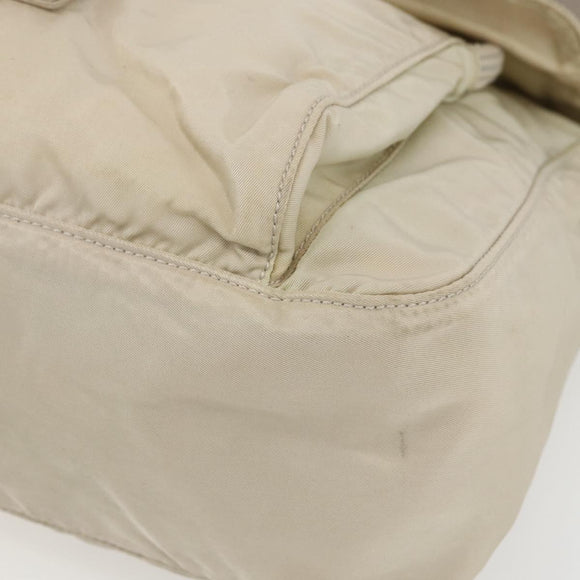 PRADA Shoulder Bag Nylon Beige Silver Auth 151497