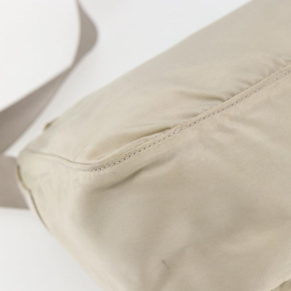 PRADA Shoulder Bag Nylon Beige Silver Auth 151497