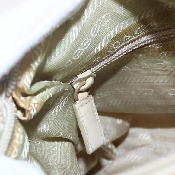 PRADA Shoulder Bag Nylon Beige Silver Auth 151497