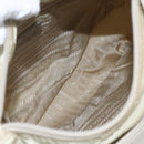 PRADA Shoulder Bag Nylon Beige Silver Auth 151497-10