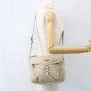 PRADA Shoulder Bag Nylon Beige Silver Auth 151497-28