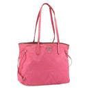 PRADA Tote Bag Nylon Pink Silver Auth 151499-1