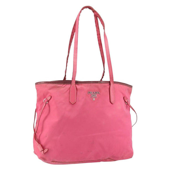 PRADA Tote Bag Nylon Pink Silver Auth 151499