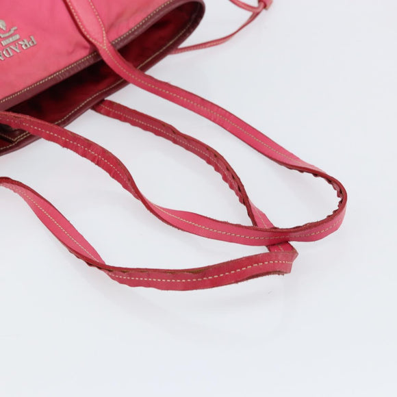 PRADA Tote Bag Nylon Pink Silver Auth 151499
