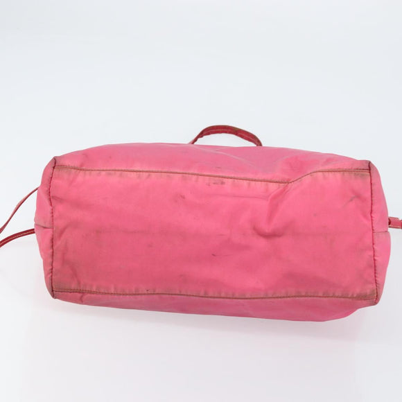 PRADA Tote Bag Nylon Pink Silver Auth 151499