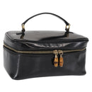 GUCCI Bamboo vanity Hand Bag Patent leather Black Gold 032 1705 0150 Auth 151500-1