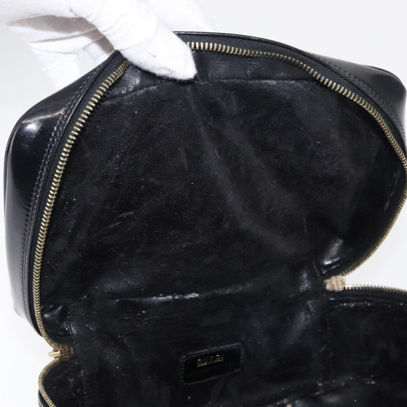 GUCCI Bamboo vanity Hand Bag Patent leather Black Gold 032 1705 0150 Auth 151500