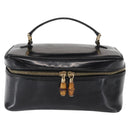 GUCCI Bamboo vanity Hand Bag Patent leather Black Gold 032 1705 0150 Auth 151500-2