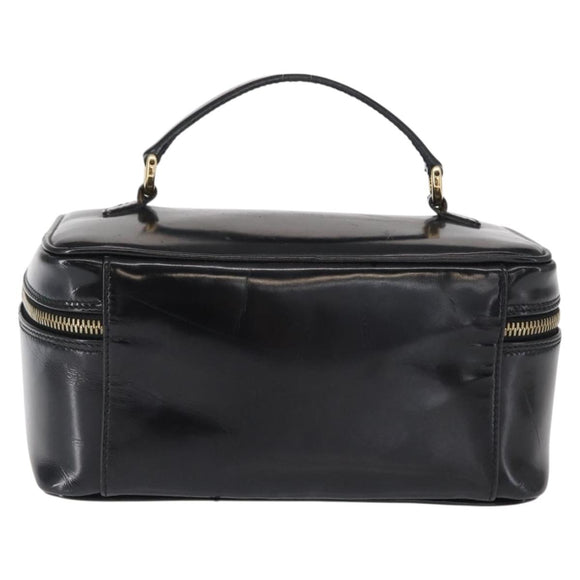 GUCCI Bamboo vanity Hand Bag Patent leather Black Gold 032 1705 0150 Auth 151500