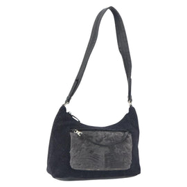 PRADA Shoulder Bag Wool Black Silver Auth 151503