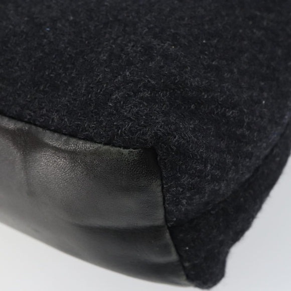 PRADA Shoulder Bag Wool Black Silver Auth 151503