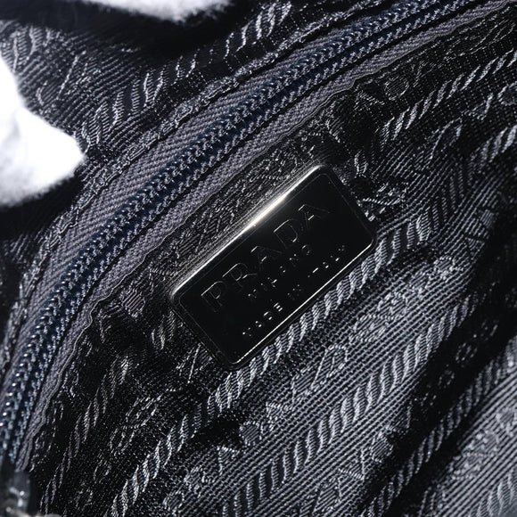 PRADA Shoulder Bag Wool Black Silver Auth 151503