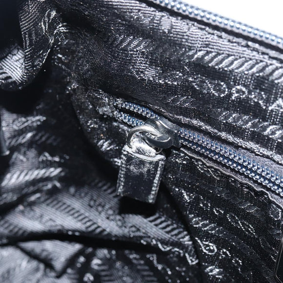 PRADA Shoulder Bag Wool Black Silver Auth 151503