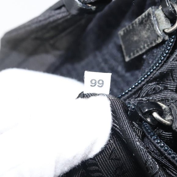 PRADA Shoulder Bag Wool Black Silver Auth 151503