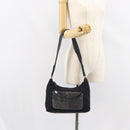 PRADA Shoulder Bag Wool Black Silver Auth 151503-24