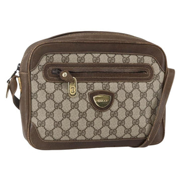 GUCCI GG Supreme Shoulder Bag PVC Beige Gold Auth 151504