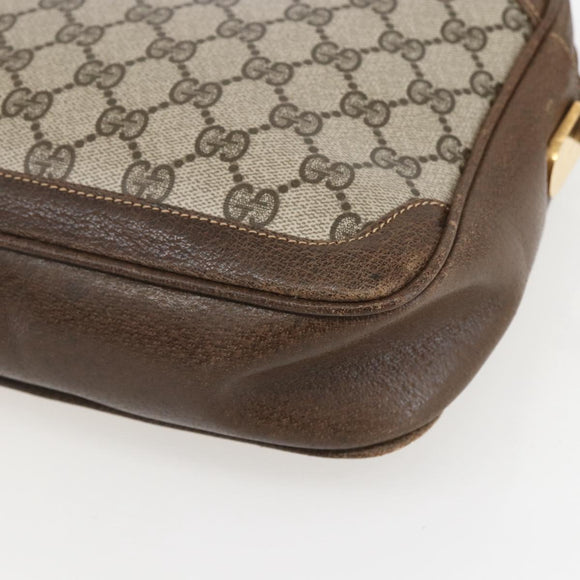 GUCCI GG Supreme Shoulder Bag PVC Beige Gold Auth 151504