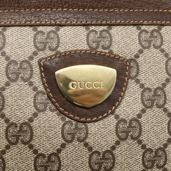 GUCCI GG Supreme Shoulder Bag PVC Beige Gold Auth 151504