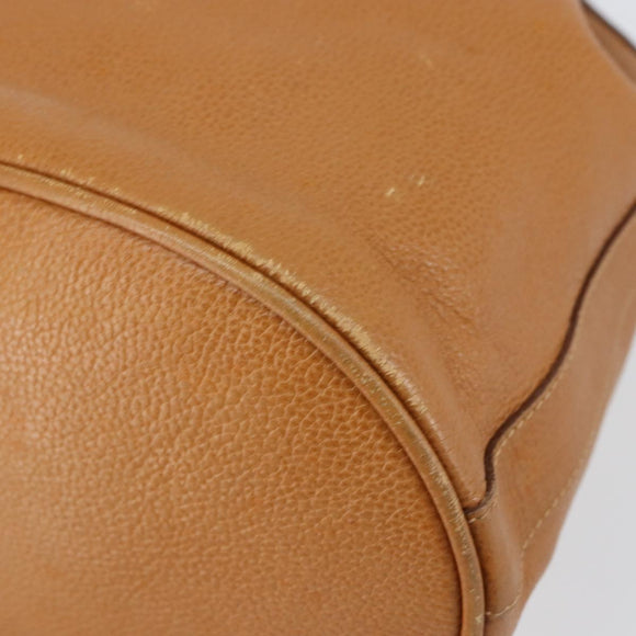 GUCCI Shoulder Bag Leather Brown Gold Auth 151505