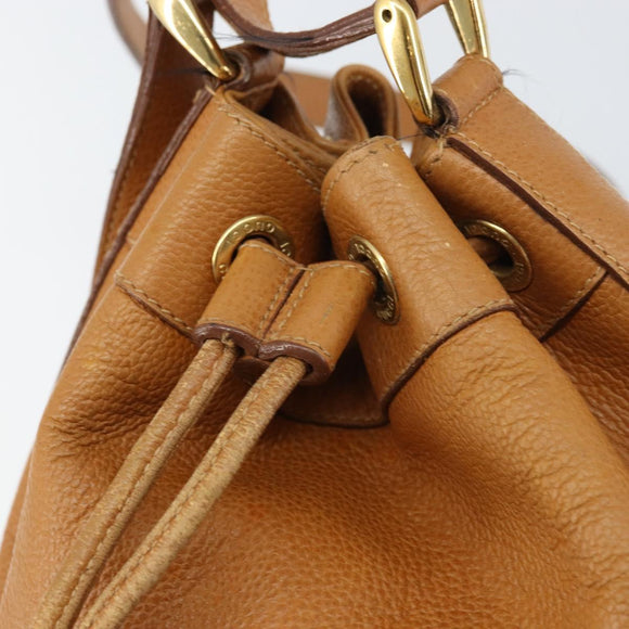 GUCCI Shoulder Bag Leather Brown Gold Auth 151505