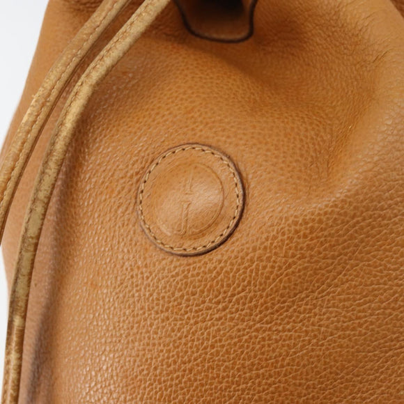 GUCCI Shoulder Bag Leather Brown Gold Auth 151505