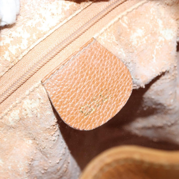 GUCCI Shoulder Bag Leather Brown Gold Auth 151505