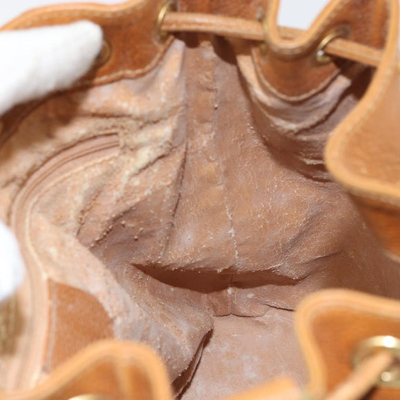 GUCCI Shoulder Bag Leather Brown Gold Auth 151505