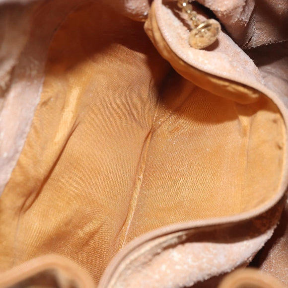 GUCCI Shoulder Bag Leather Brown Gold Auth 151505