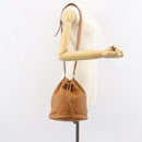 GUCCI Shoulder Bag Leather Brown Gold Auth 151505-23