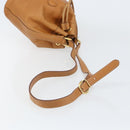GUCCI Shoulder Bag Leather Brown Gold Auth 151505-7
