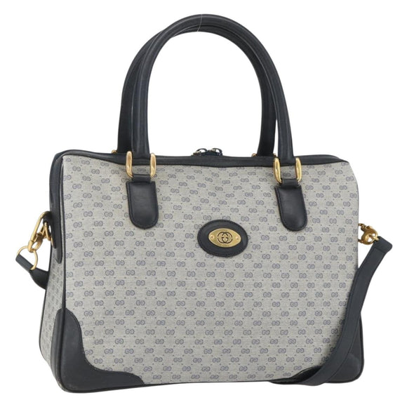 GUCCI Micro GG Supreme Hand Bag PVC Navy Gold 002 58 0033 Auth 151506