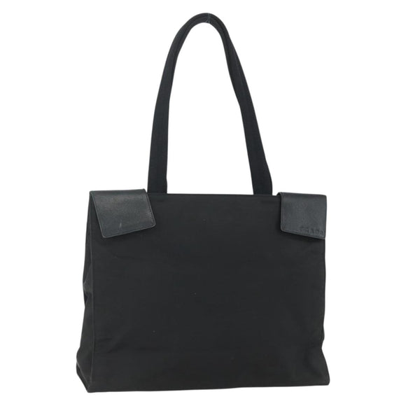 PRADA Tote Bag Nylon Black Silver Auth 151507