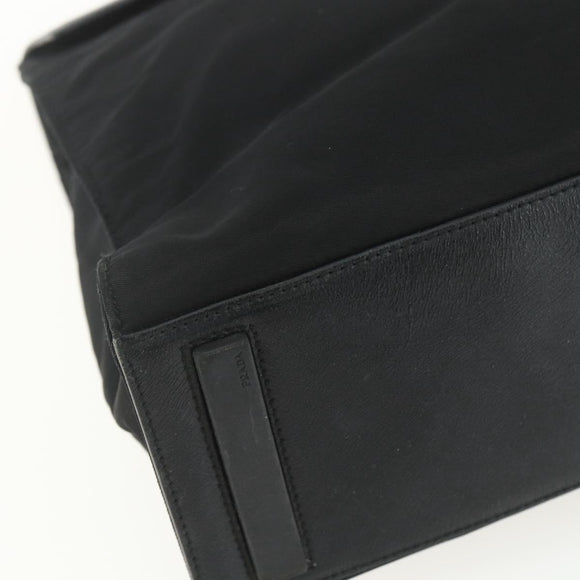 PRADA Tote Bag Nylon Black Silver Auth 151507