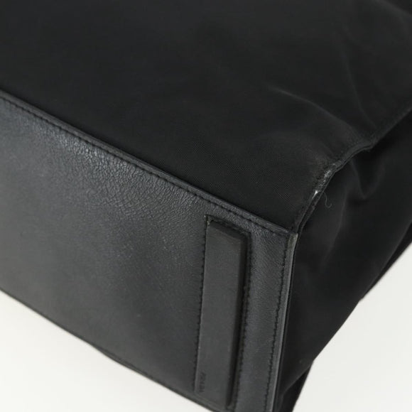 PRADA Tote Bag Nylon Black Silver Auth 151507